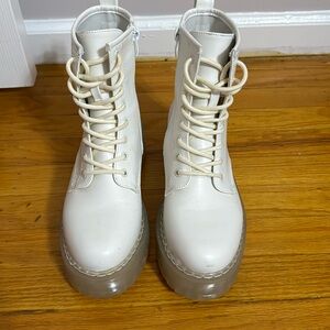 Steve Madden White Combat Boots